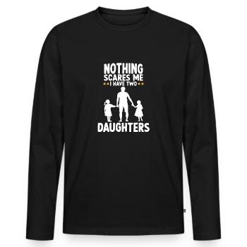 father 2 daughters cute father daughter - Men's Premium Organic Long Sleeve Shirt - black - Front - Nico (187cm)