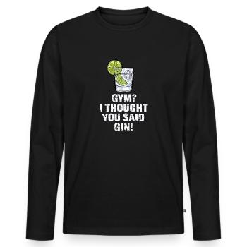 Gin binge drinking sayings celebration gin fan - Men's Premium Organic Long Sleeve Shirt - black - Front - Nico (187cm)