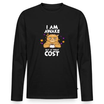 Fan de chats qui se lève tard Propriétaire de - T-shirt manches longues Premium bio Homme - noir - Devant - Nico (187cm)