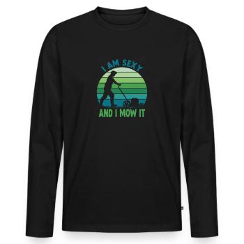 Gartenmotiv Rasenmäher lustiger Gärtnerspruch - Männer Premium Bio Langarmshirt - Schwarz - Vorne - Nico (187cm)