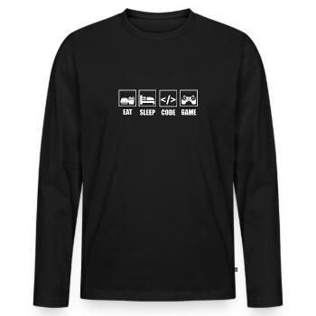 Informatiker Nerd System Admin IT Experte Coder - Männer Premium Bio Langarmshirt - Schwarz - Vorne - Nico (187cm)