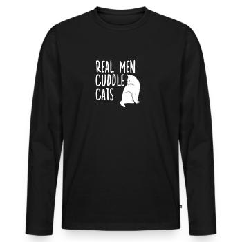 Funny cat lover cat motif cat owner - T-shirt manches longues Premium bio Homme - noir - Devant - Nico (187cm)