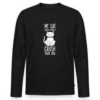 Lustiges Katzenbesitzer Katzenmotiv für Katzenfans - Männer Premium Bio Langarmshirt - Schwarz - Vorne - Nico (187cm)