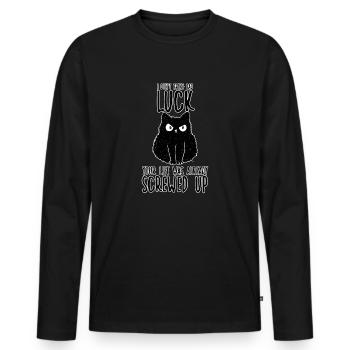 Lustiges Katzenbesitzer Katzenmotiv für Katzenfans - Männer Premium Bio Langarmshirt - Schwarz - Vorne - Nico (187cm)