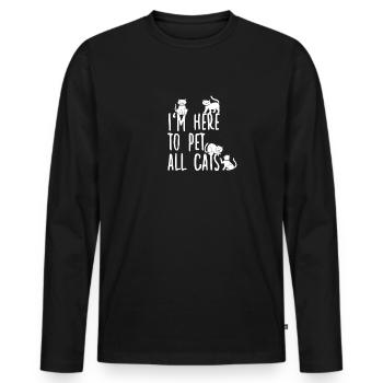 Propriétaire de chat motif chats fan propriétaire - T-shirt manches longues Premium bio Homme - noir - Devant - Nico (187cm)