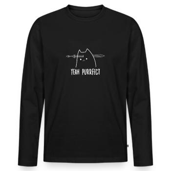 Chemise pour chats mignons propriétaires de chats - T-shirt manches longues Premium bio Homme - noir - Devant - Nico (187cm)