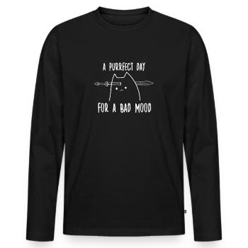 Cat holder cute kitten cat owner - Men's Premium Organic Long Sleeve Shirt - black - Front - Nico (187cm)