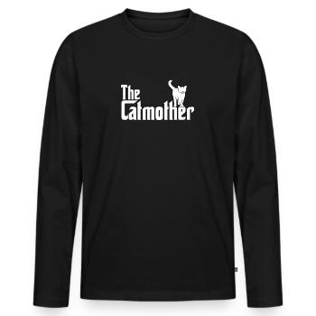 Katzen Besitzer Freundin Katzen Mutter Parodie - Männer Premium Bio Langarmshirt - Schwarz - Vorne - Nico (187cm)