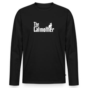 Chats maman propriétaire de chat parodie - T-shirt manches longues Premium bio Homme - noir - Devant - Nico (187cm)