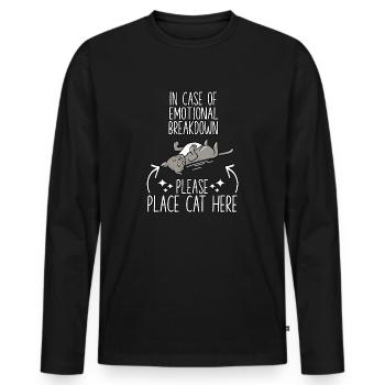T-shirt câlin chat propriétaire chat disant - T-shirt manches longues Premium bio Homme - noir - Devant - Nico (187cm)