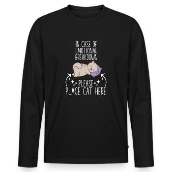Katzen Fan Katzen kuscheln Motiv Katzenbesitzer - Männer Premium Bio Langarmshirt - Schwarz - Vorne - Nico (187cm)