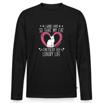 Chaton motif chats accessoires propriétaire de - T-shirt manches longues Premium bio Homme - noir - Devant - Nico (187cm)