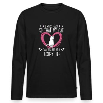 Chats fan chat ami chat dire chats - T-shirt manches longues Premium bio Homme - noir - Devant - Nico (187cm)