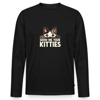 Chemise drôle de chat chat disant chaton fans - T-shirt manches longues Premium bio Homme - noir - Devant - Nico (187cm)