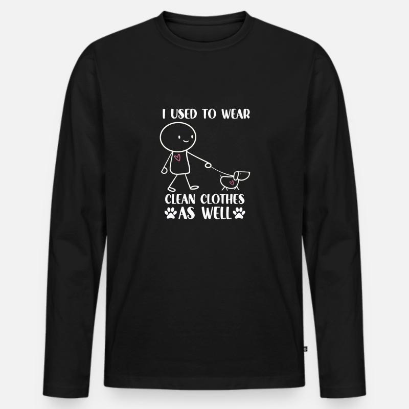 Niedlicher Hundehalter Geschenk Strichmännchen - Männer Premium Bio Langarmshirt - Schwarz