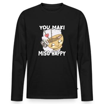 Cute japan sushi fan motif nigiri maki sushi - Men's Premium Organic Long Sleeve Shirt - black - Front - Nico (187cm)