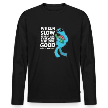 Funny Jogger Clothing Fitness Sport Runner - Men's Premium Organic Long Sleeve Shirt - black - Front - Nico (187cm)