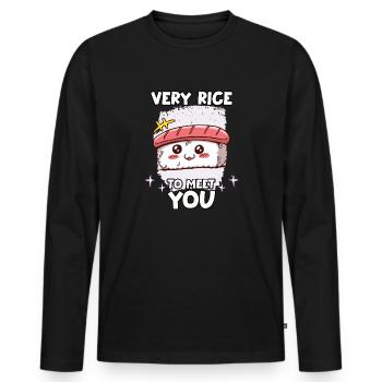 amant sushi motif Japon hommes et femmes sushi - T-shirt manches longues Premium bio Homme - noir - Devant - Nico (187cm)