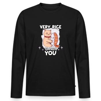 lustig Japan Sushi Kpop Wasabi Nigiri Sushi - Männer Premium Bio Langarmshirt - Schwarz - Vorne - Nico (187cm)