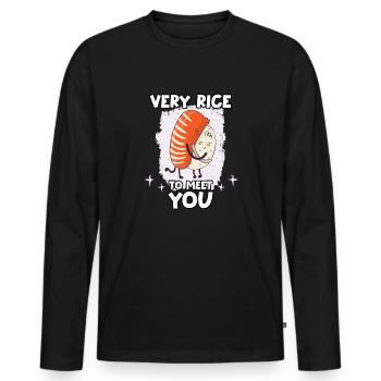Lustiges Sushi-Motiv Nigiri-Reis Japanische Küche - Männer Premium Bio Langarmshirt - Schwarz - Vorne - Nico (187cm)