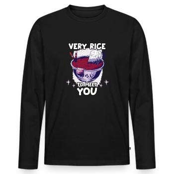 Niedliches Sushi-Motiv Nigiri Männer und Frauen - Männer Premium Bio Langarmshirt - Schwarz - Vorne - Nico (187cm)