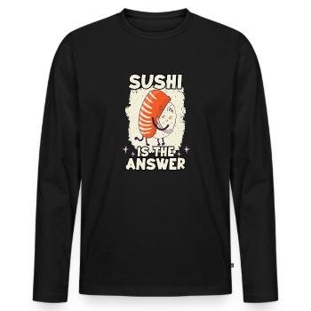 lustige Sushi Ramen Nigiri Maki Anime Kanji Sushi - Männer Premium Bio Langarmshirt - Schwarz - Vorne - Nico (187cm)