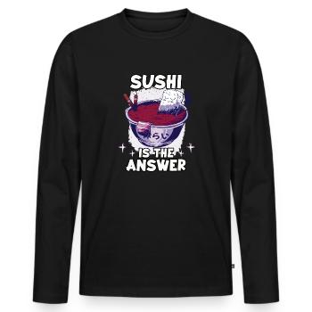 Kawaii Japon ramen fan lover nigiri maki - T-shirt manches longues Premium bio Homme - noir - Devant - Nico (187cm)