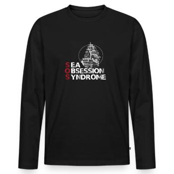 Vintage Segel Hobby Segler Mütze Kapitän Segeln - Männer Premium Bio Langarmshirt - Schwarz - Vorne - Nico (187cm)