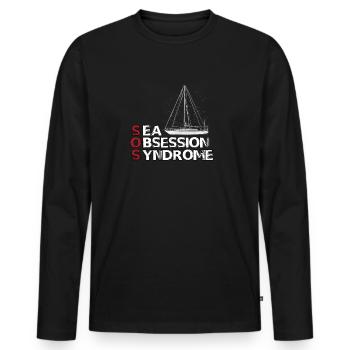 vêtements de voile hobby marin marin capitaine - T-shirt manches longues Premium bio Homme - noir - Devant - Nico (187cm)