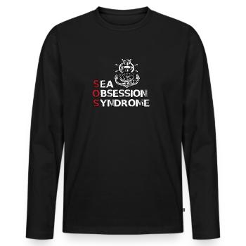 Segelmütze Segler für Segelurlaub und Segeltörn - Männer Premium Bio Langarmshirt - Schwarz - Vorne - Nico (187cm)
