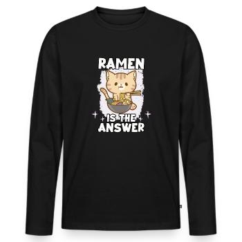funny sushi fan sushi lover kawaii nigiri - Men's Premium Organic Long Sleeve Shirt - black - Front - Nico (187cm)