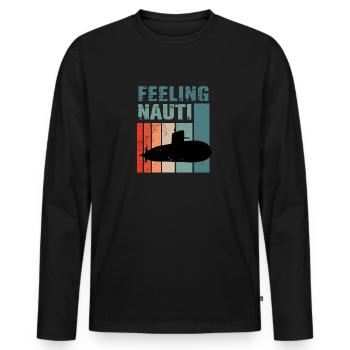 Drôle de hobby casquette de marin capitaine de - T-shirt manches longues Premium bio Homme - noir - Devant - Nico (187cm)