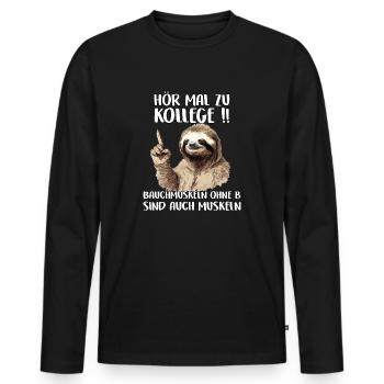 Faultier Geschenk Sportmuffel Geschenkidee Sloth - Männer Premium Bio Langarmshirt - Schwarz - Vorne - Nico (187cm)