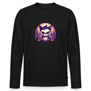 Halloween Chibi Chat Kawaii Costume d'Halloween - T-shirt manches longues Premium bio Homme - noir - Devant - Nico (187cm)