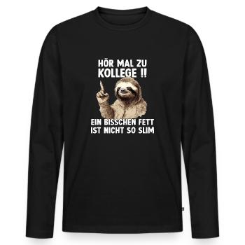 Faultier Sport Outfit | Sloth Motivation | - Männer Premium Bio Langarmshirt - Schwarz - Vorne - Nico (187cm)