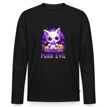 Chats Kawaii Costume d'Halloween Costume de chat - T-shirt manches longues Premium bio Homme - noir - Devant - Nico (187cm)