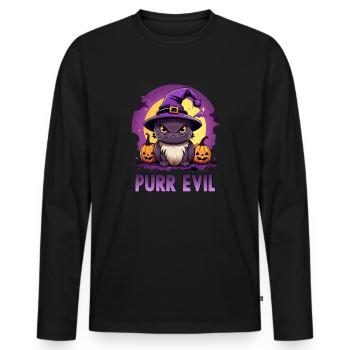 Halloween Costume de chat Bonbons ou farces Fête - T-shirt manches longues Premium bio Homme - noir - Devant - Nico (187cm)