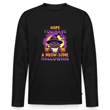 Costume de chat d'Halloween pour cadeau - T-shirt manches longues Premium bio Homme - noir - Devant - Nico (187cm)