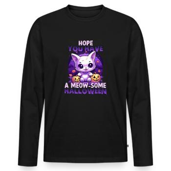 Kawaii Stuff Costume chat d'Halloween cadeau - T-shirt manches longues Premium bio Homme - noir - Devant - Nico (187cm)