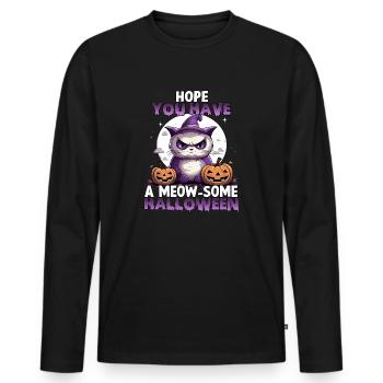 Grumpy Katzen Costume d'Halloween chats - T-shirt manches longues Premium bio Homme - noir - Devant - Nico (187cm)