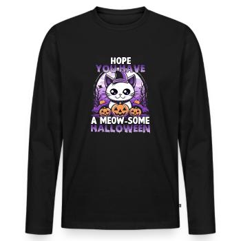Costume d'Halloween de chat kawaii pour les fans - T-shirt manches longues Premium bio Homme - noir - Devant - Nico (187cm)