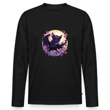 Halloween Chibi Gargoyle Kostüm Fledermaus - Männer Premium Bio Langarmshirt - Schwarz - Vorne - Nico (187cm)
