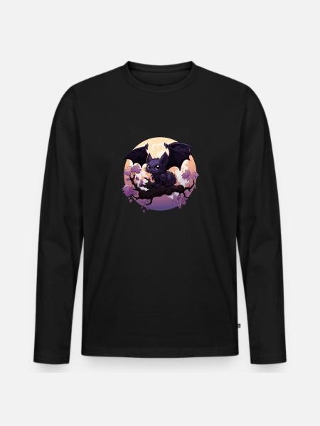 Kawaii Halloween Bat Chibi Bat - Men's Premium Organic Long Sleeve Shirt - black