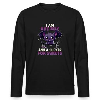 Bat Boy Halloween Costume Halloween Bat Kawaii - Men's Premium Organic Long Sleeve Shirt - black - Front - Nico (187cm)