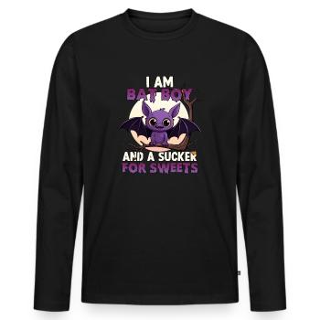 Kawaii Halloween Bat Costume Bat Boy Halloween - Men's Premium Organic Long Sleeve Shirt - black - Front - Nico (187cm)