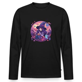 Costume de sorcières d’Halloween Kawaii Chibi Witch - T-shirt manches longues Premium bio Homme - noir - Devant - Nico (187cm)