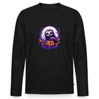 Halloween Deko Faultier Outfit Halloween Geschenk - Männer Premium Bio Langarmshirt - Schwarz - Vorne - Nico (187cm)