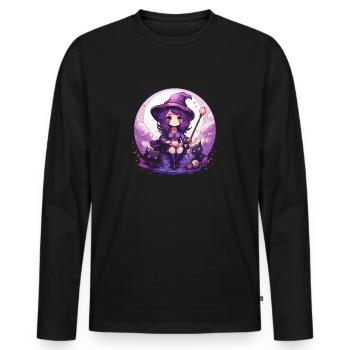 Chibi Witch Halloween Costume Disguise for Anime - Men's Premium Organic Long Sleeve Shirt - black - Front - Nico (187cm)
