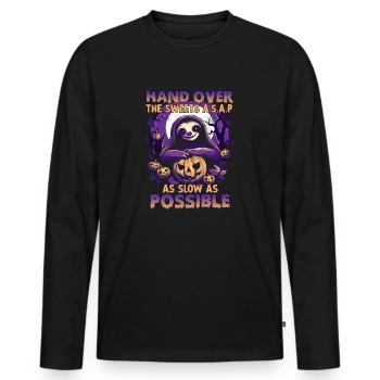 Costume d'Halloween de paresseux effrayant | - T-shirt manches longues Premium bio Homme - noir - Devant - Nico (187cm)