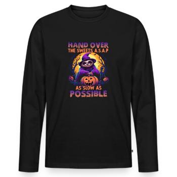 Costume mignon de paresseux d'Halloween | - T-shirt manches longues Premium bio Homme - noir - Devant - Nico (187cm)